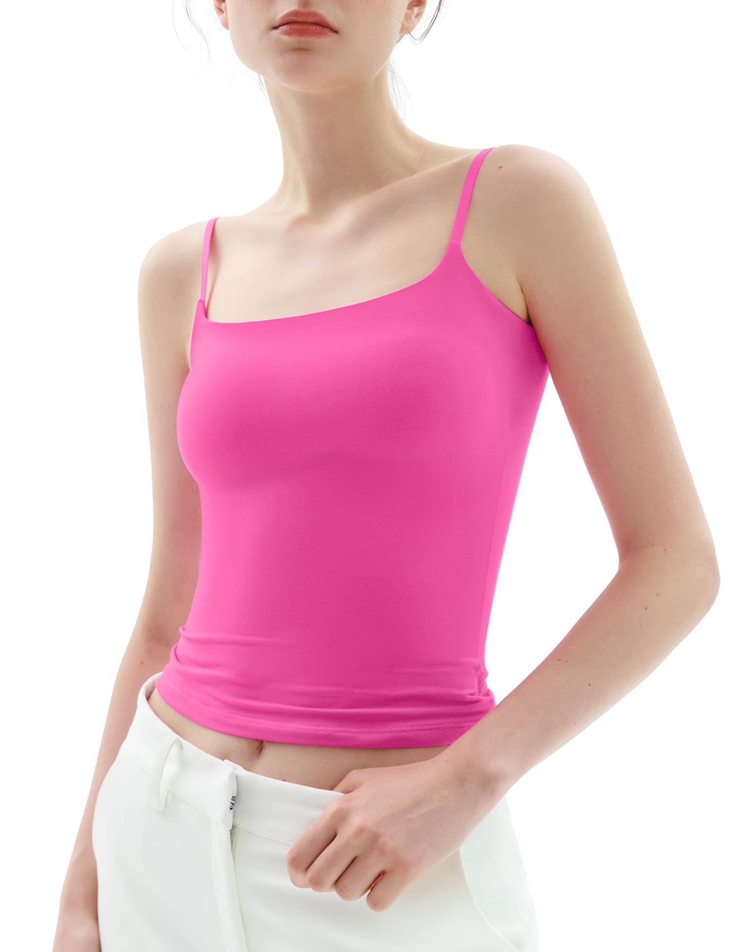 PUMIEY Women's Square Neck Tank Top Adjustable Spaghetti Straps Sleeveless Basic Tops Sharp Collection