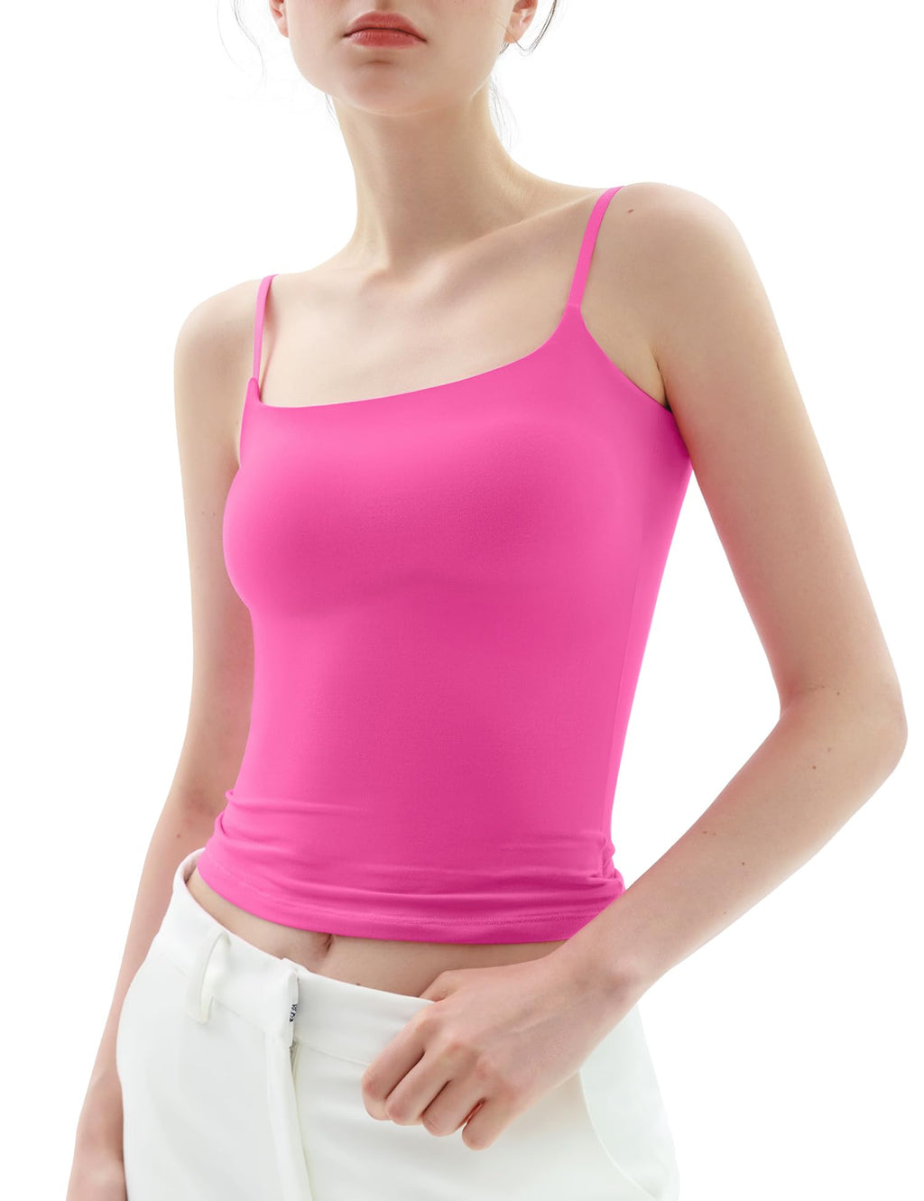 PUMIEY Women's Square Neck Tank Top Adjustable Spaghetti Straps Sleeveless Basic Tops Sharp Collection