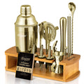 KITESSENSU Cocktail Shaker Set Bartender Kit with Stand | Bar Set Drink Mixer Set with All Essential Accessory Tools: Martini Shaker, Jigger, Strainer, Mixer Spoon, Muddler, Liquor Pourers |Silver